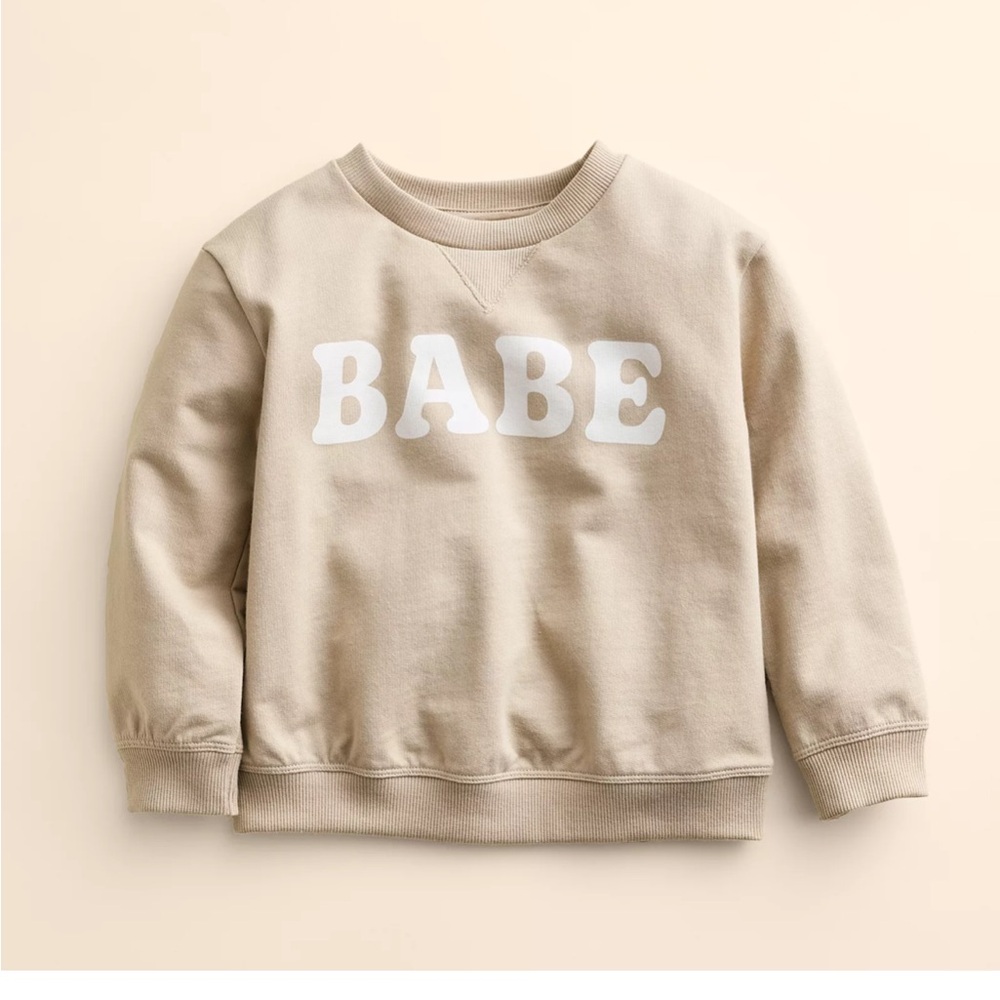 Kids Tan Sweatshirt with 'Babe' Print